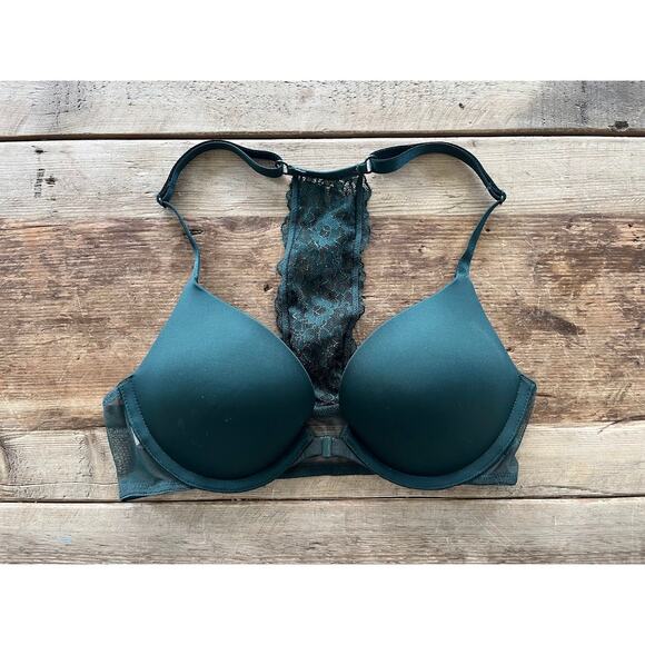 Victoria's Secret Botanical Green 32B Sexy Tee Front Close Push Up Bra VS - Picture 1 of 2